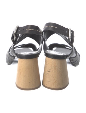 Proenza Schouler Leather Colorblock Pattern Slingback Sandals