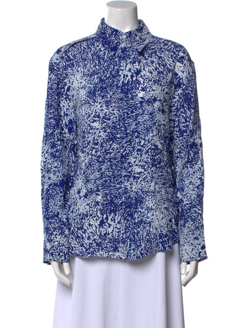 Proenza Schouler Printed Mock Neck Button-Up Top
