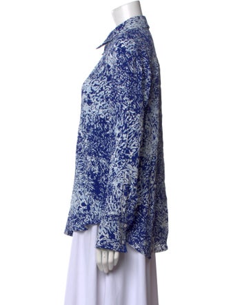 Proenza Schouler Printed Mock Neck Button-Up Top