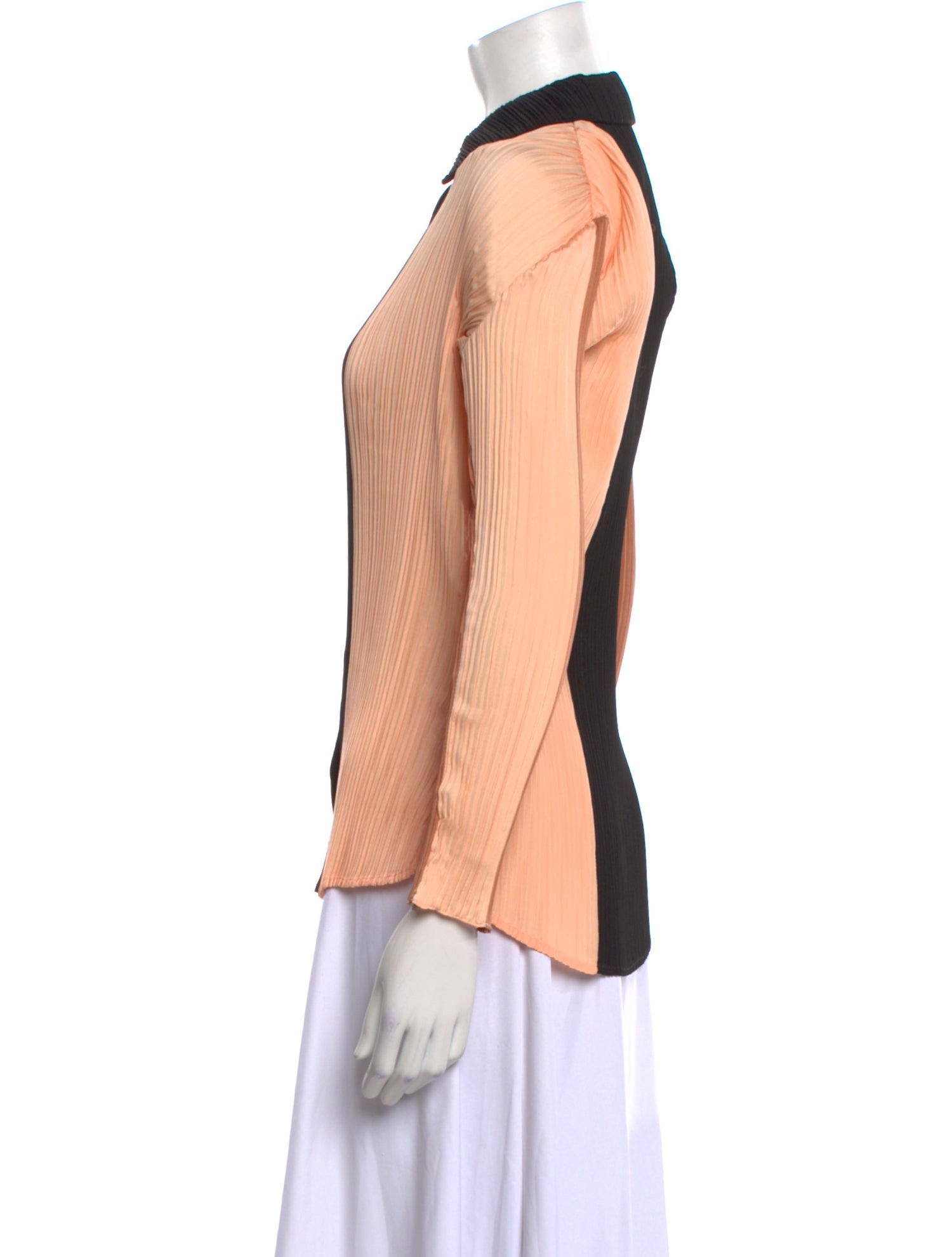 Proenza Schouler Colorblock Pattern Long Sleeve Button-Up Top