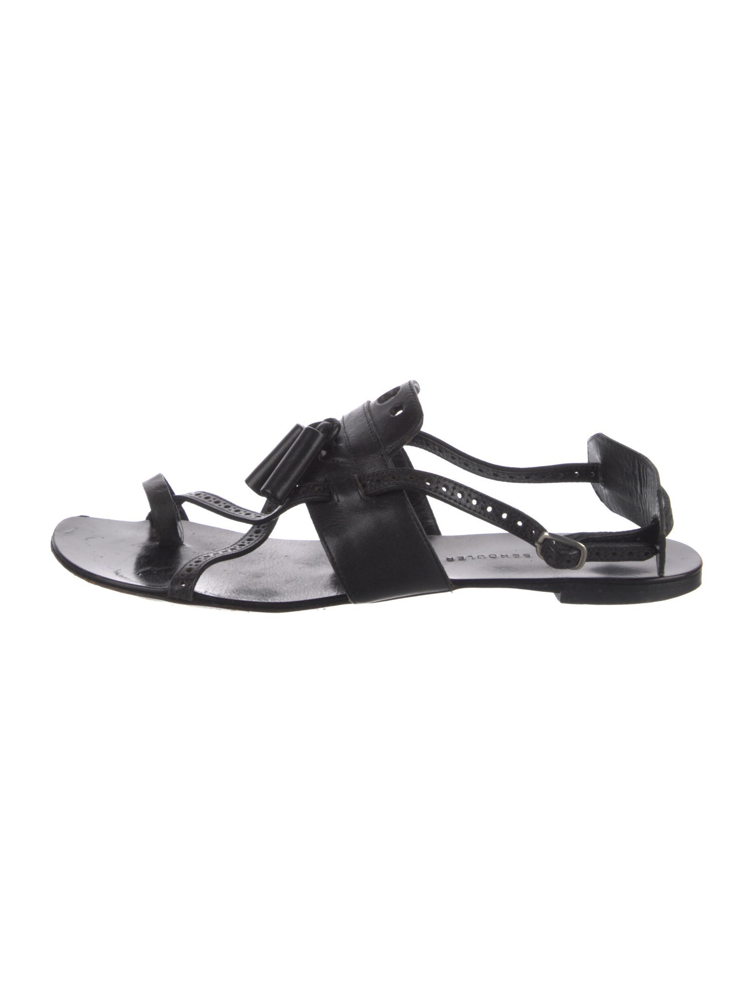 Proenza Schouler Leather Eyelet Trim Slides