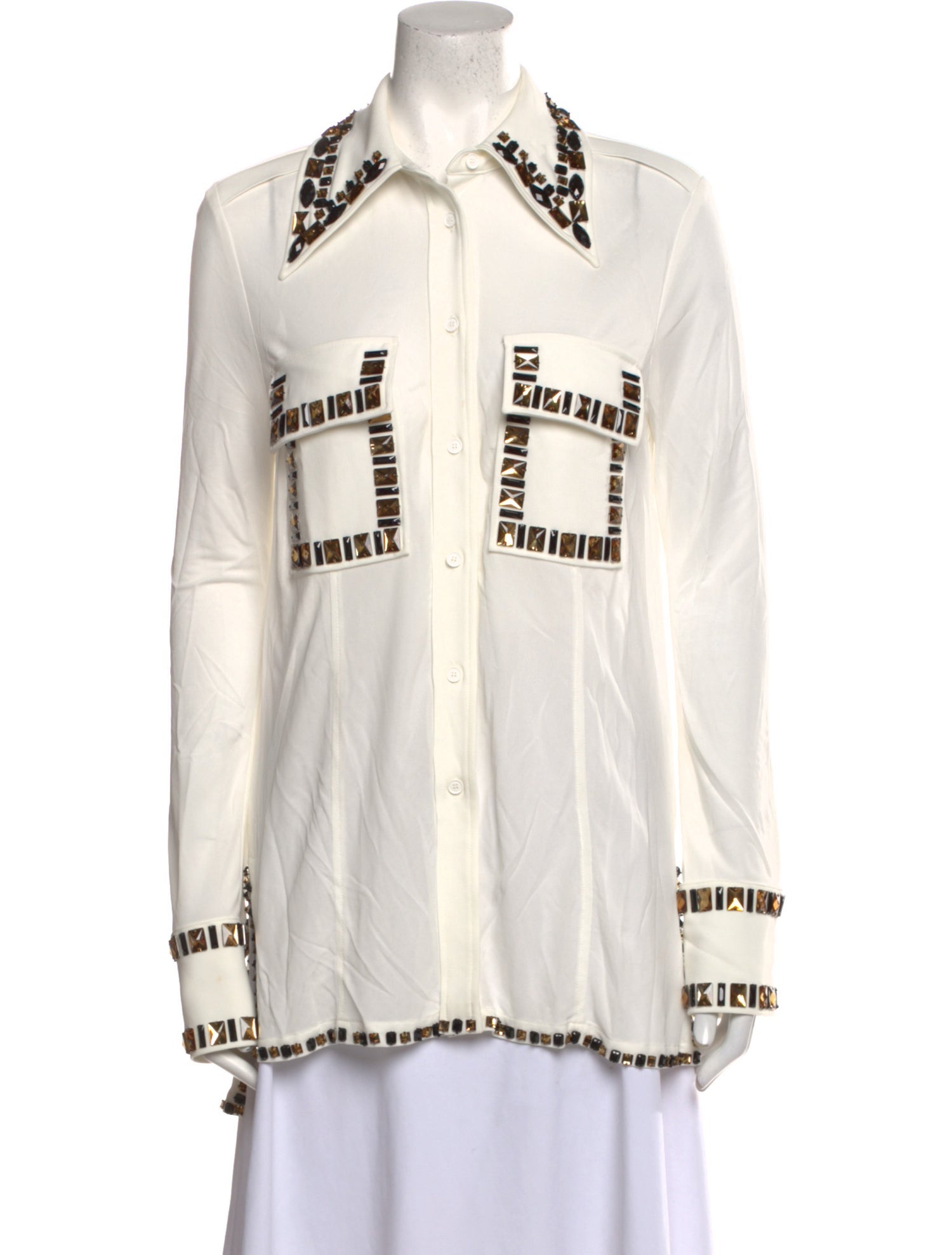 Proenza Schouler Graphic Print Long Sleeve Button-Up Top