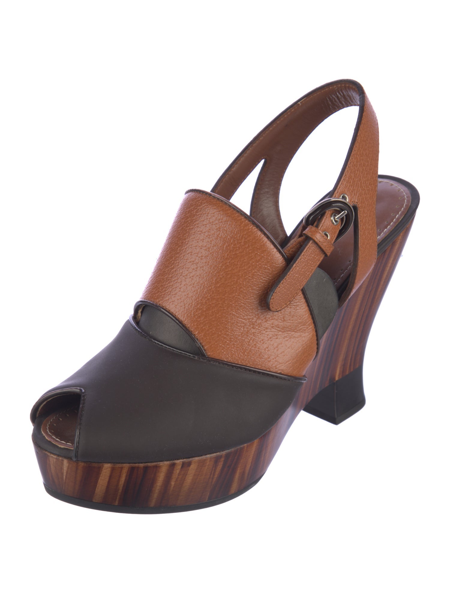 Proenza Schouler Leather Colorblock Pattern Slingback Pumps