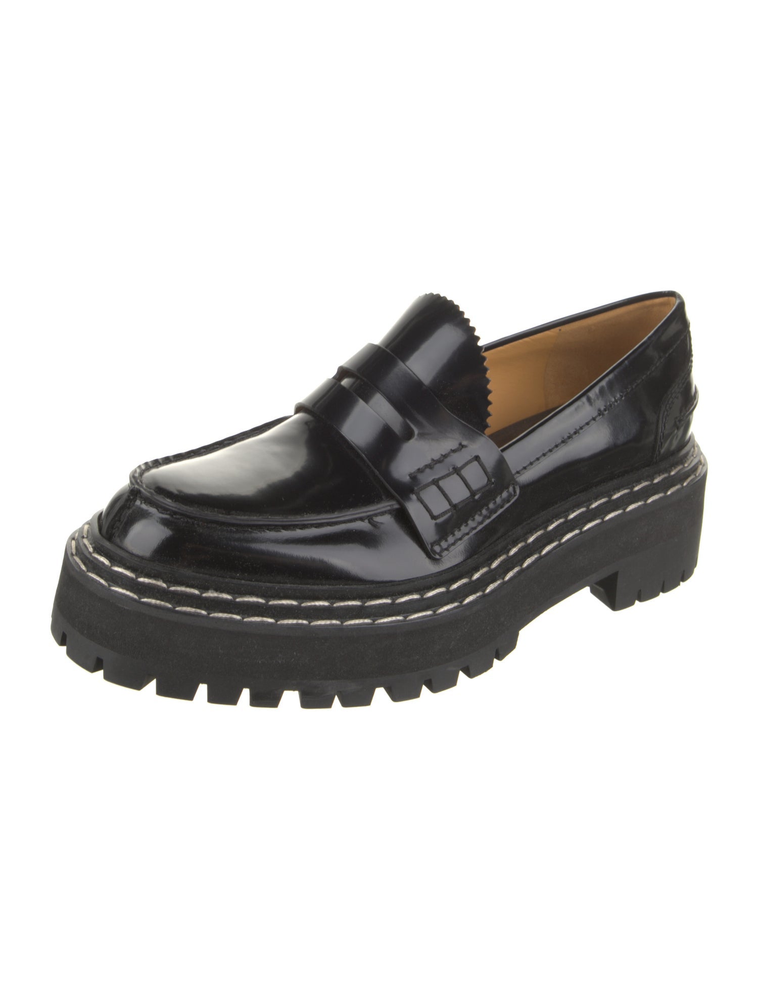 Proenza Schouler Patent Leather Scalloped Accent Loafers