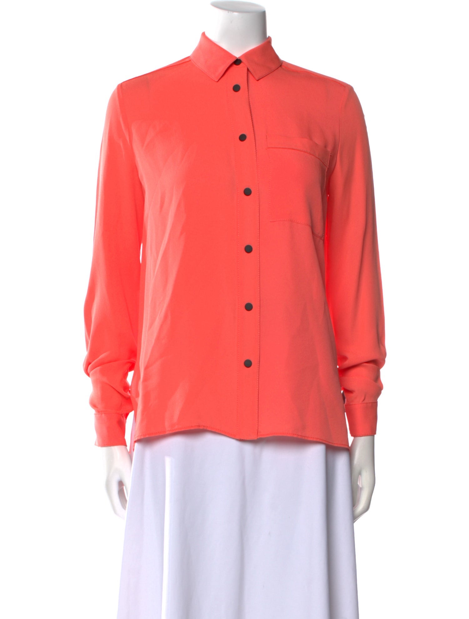 Proenza Schouler Silk Long Sleeve Button-Up Top