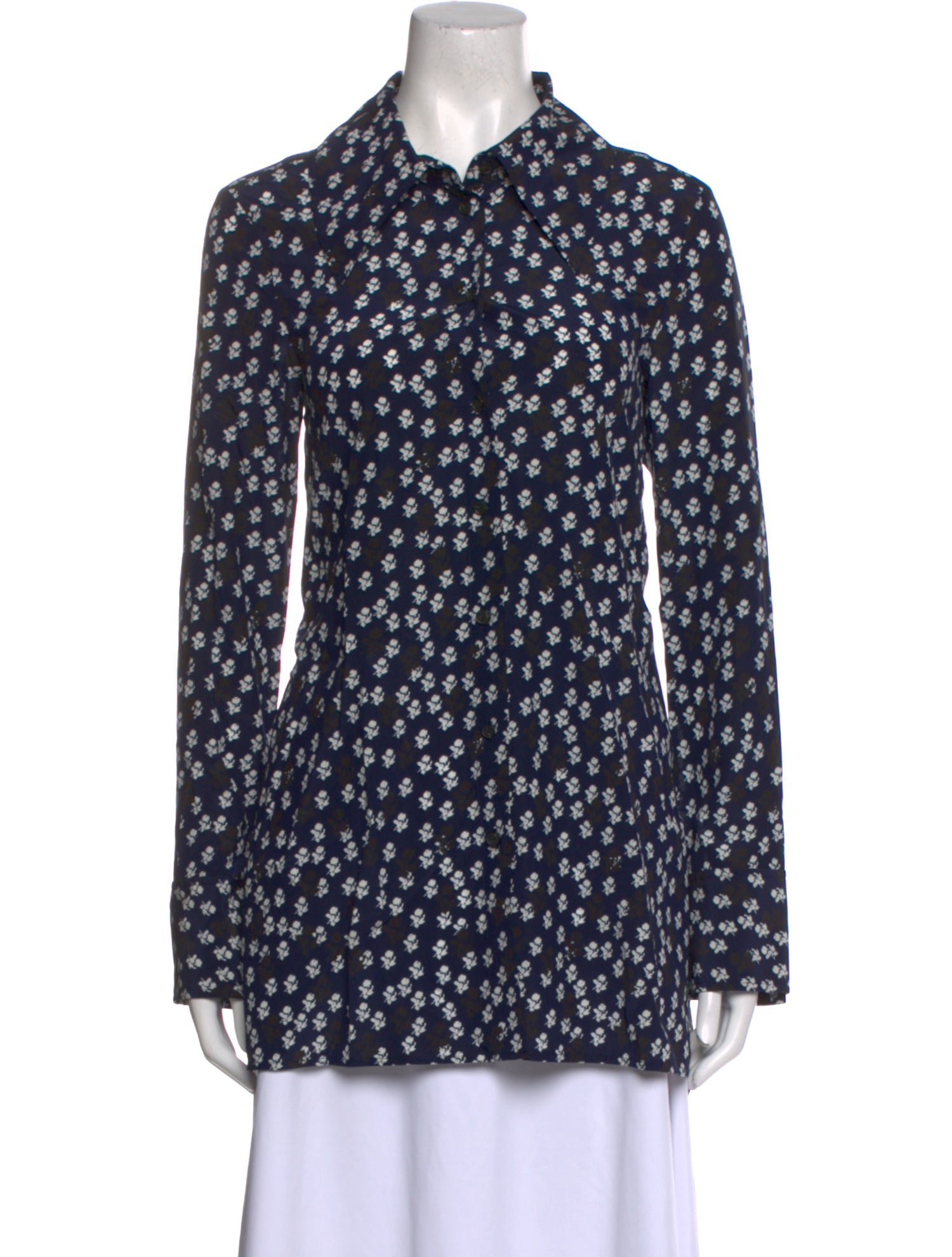 Proenza Schouler Printed Long Sleeve Button-Up Top