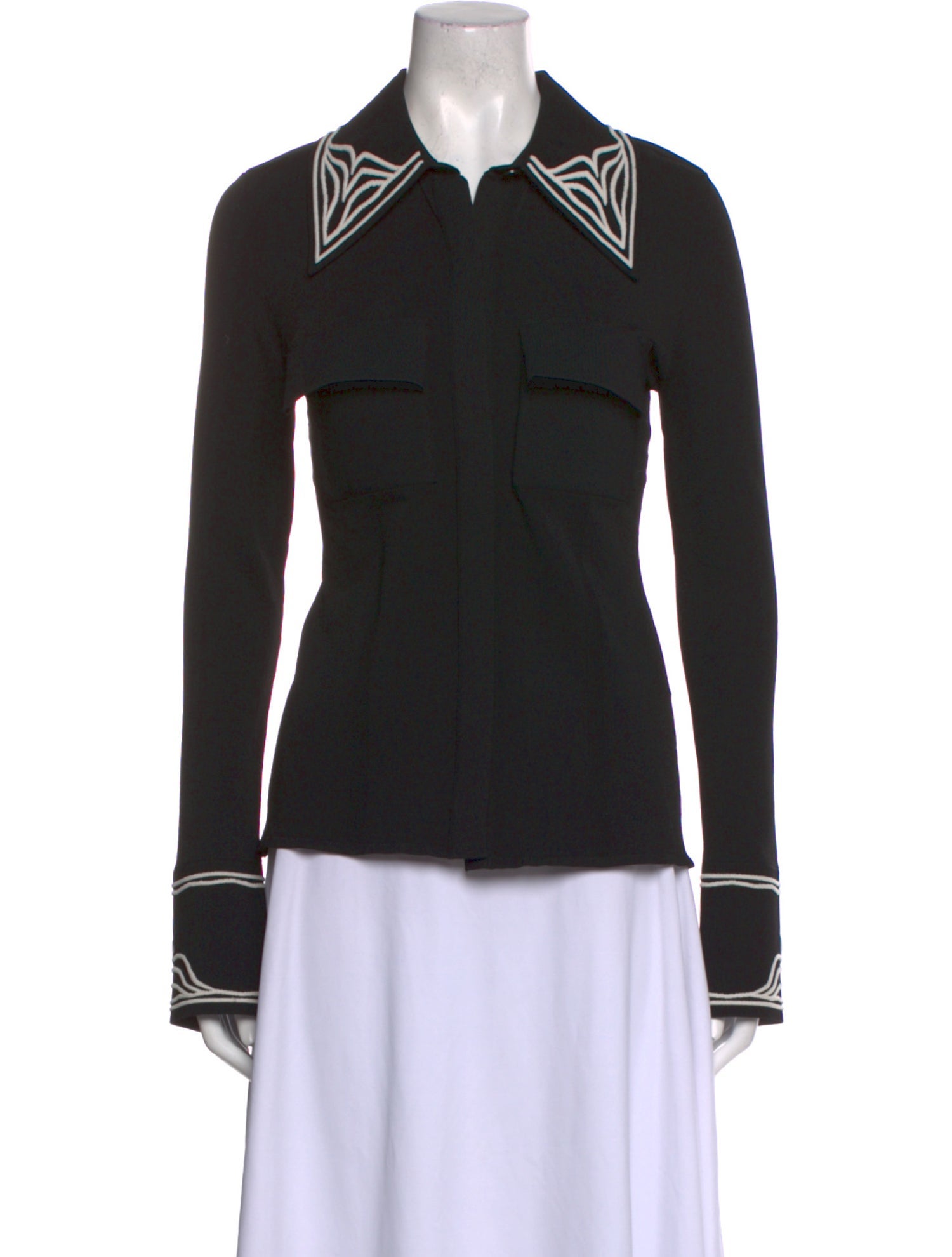 Proenza Schouler Graphic Print Long Sleeve Button-Up Top