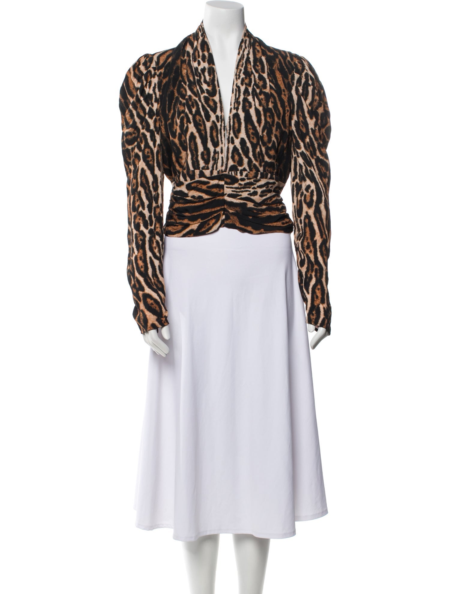 Proenza Schouler Animal Print V-Neck Crop Top