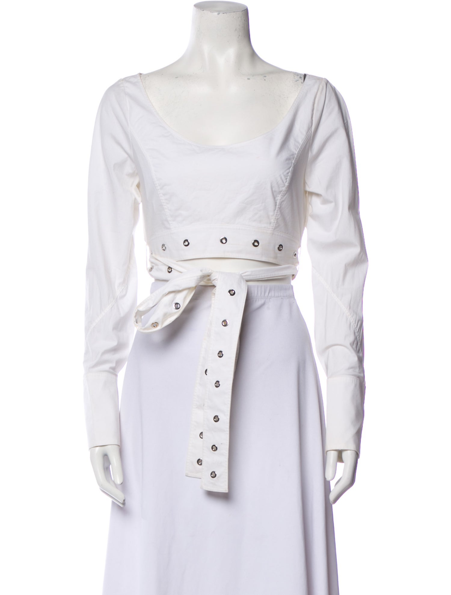 Proenza Schouler Scoop Neck Long Sleeve Crop Top