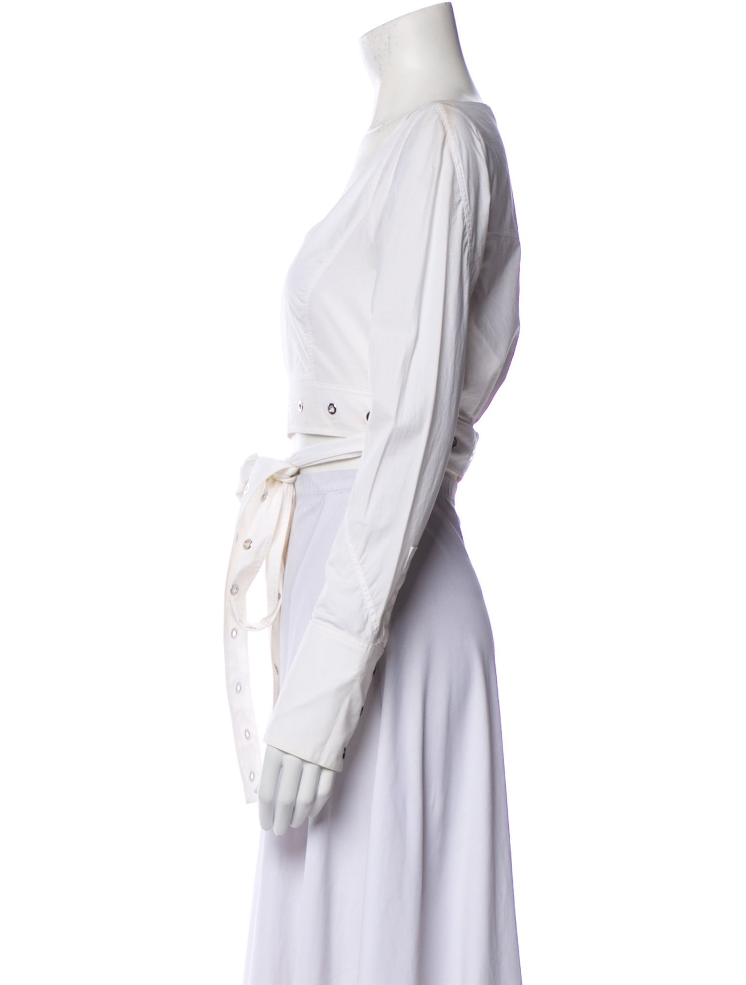 Proenza Schouler Scoop Neck Long Sleeve Crop Top