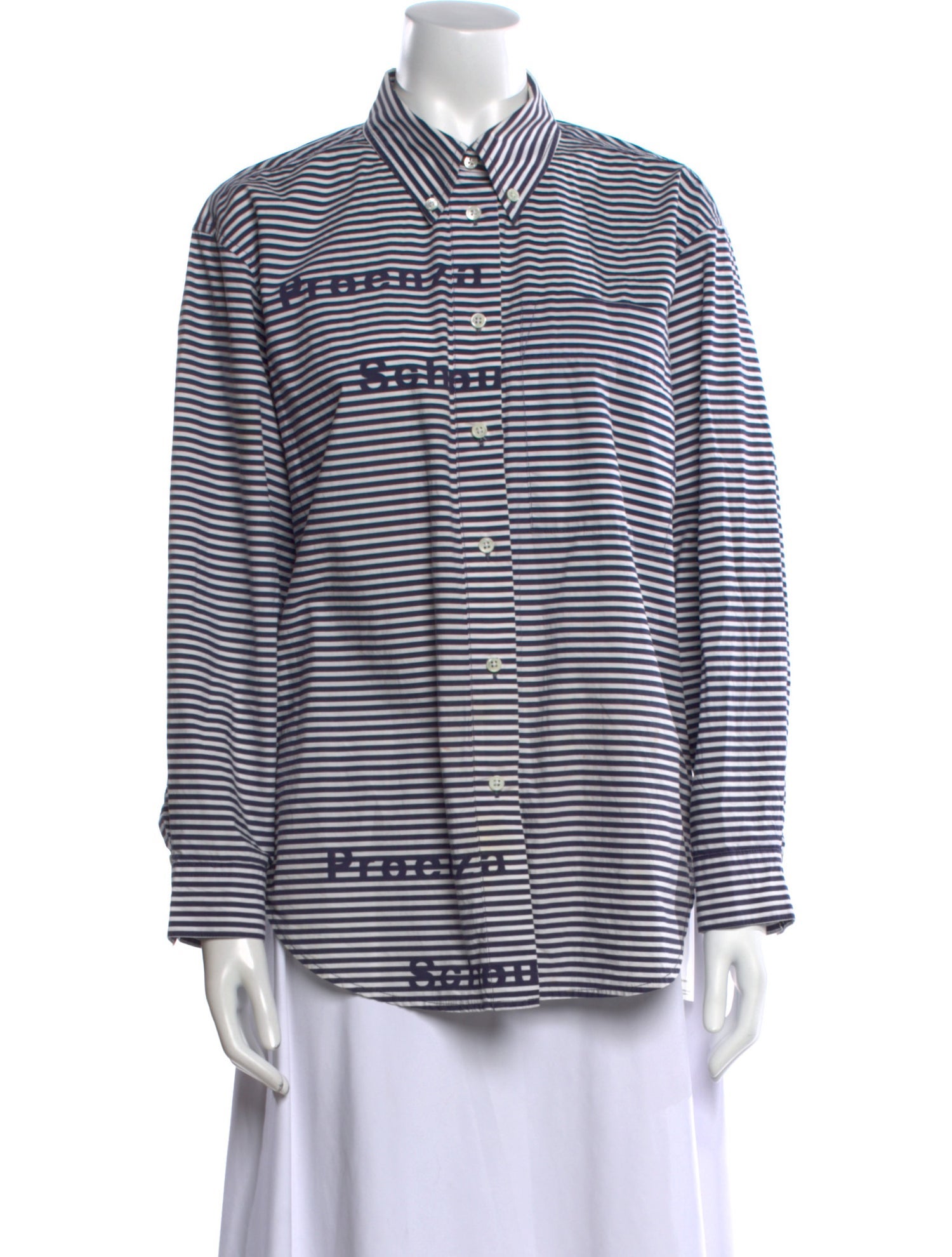 Proenza Schouler Striped Long Sleeve Button-Up Top