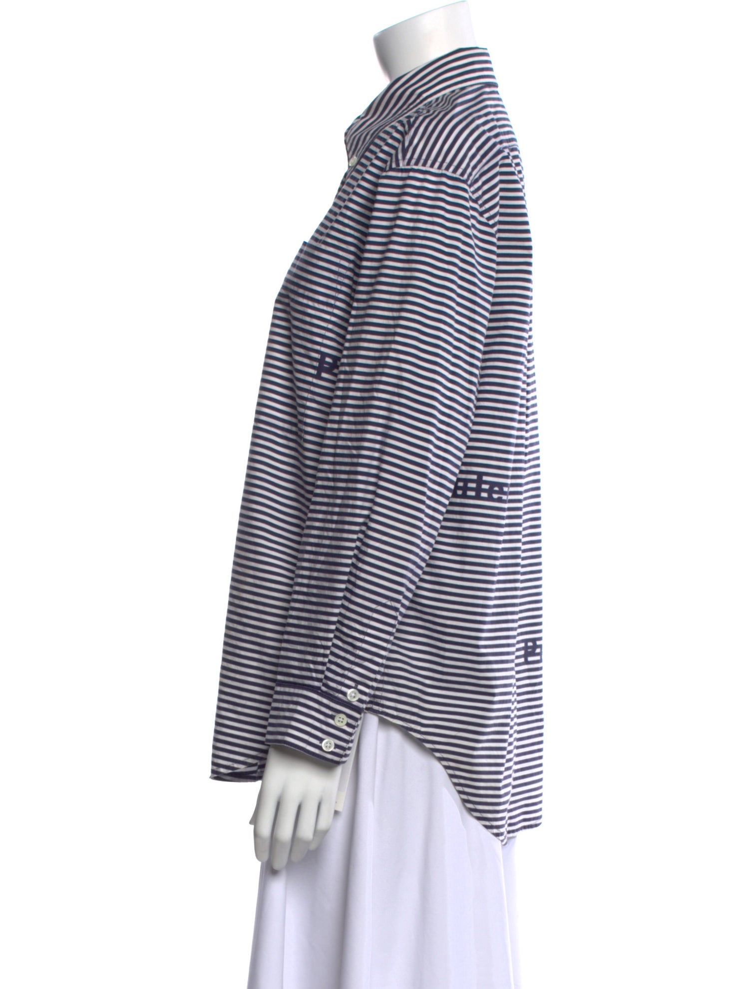 Proenza Schouler Striped Long Sleeve Button-Up Top