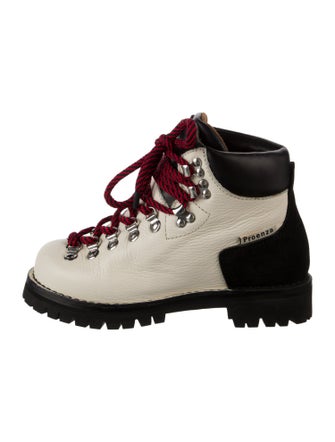 Proenza Schouler Leather Colorblock Pattern Hiking Boots