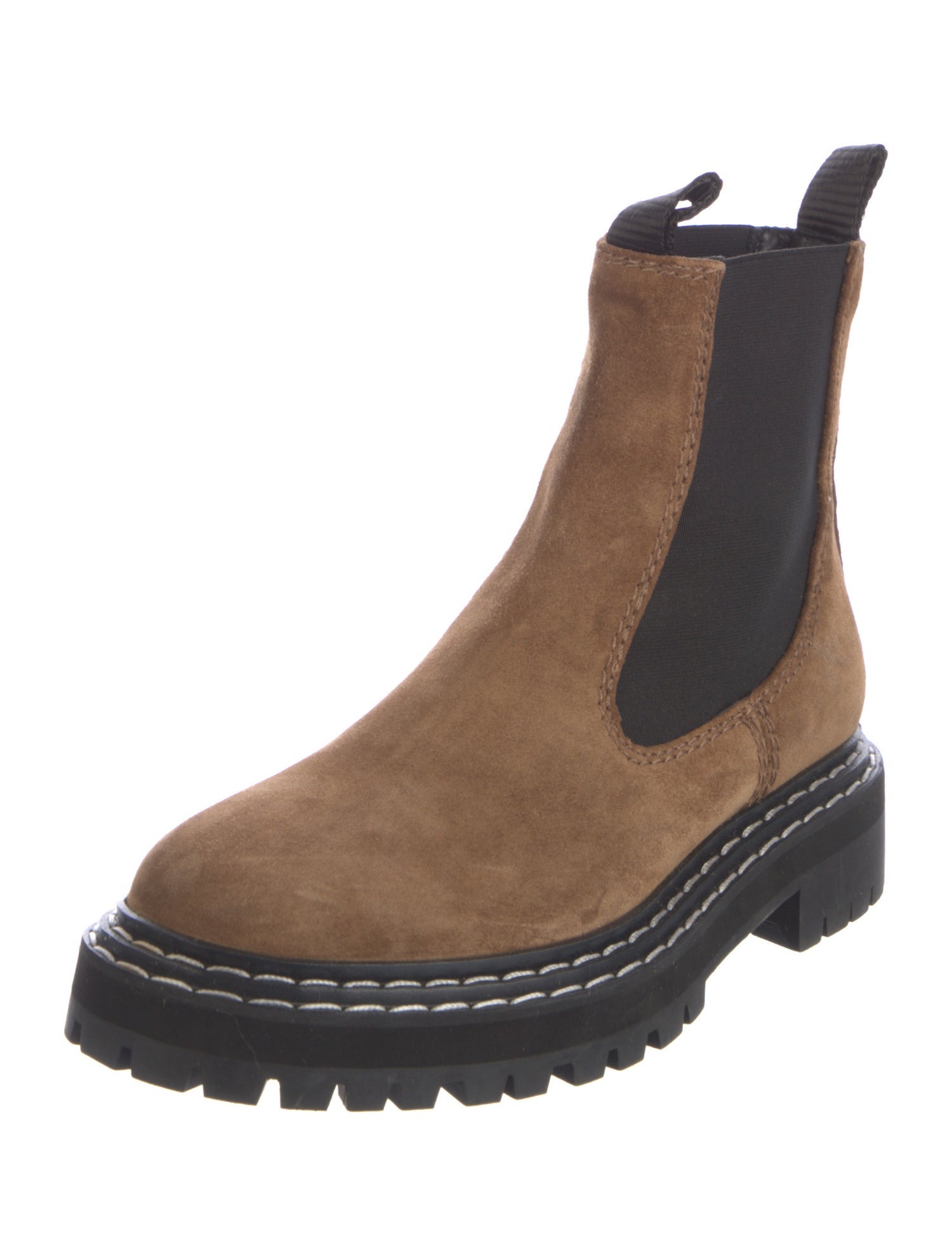 Proenza Schouler Suede Colorblock Pattern Chelsea Boots