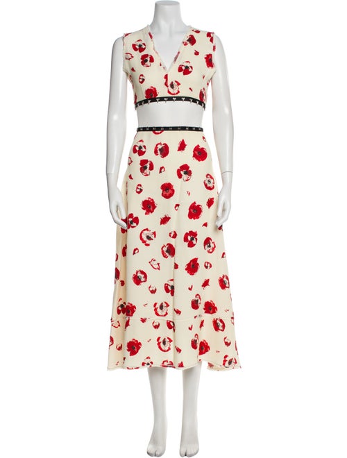 Proenza Schouler Floral Print Raw-Edge Trim Skirt Set