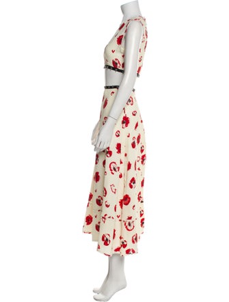 Proenza Schouler Floral Print Raw-Edge Trim Skirt Set