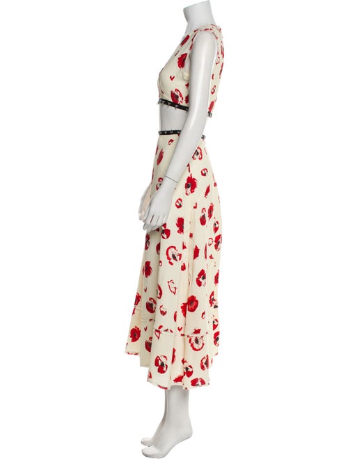 Proenza Schouler Floral Print Raw-Edge Trim Skirt Set