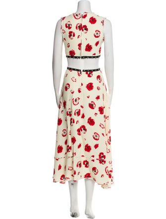 Proenza Schouler Floral Print Raw-Edge Trim Skirt Set