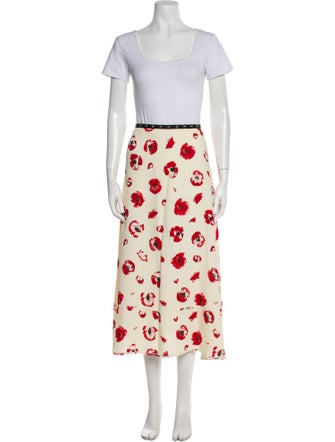 Proenza Schouler Floral Print Raw-Edge Trim Skirt Set