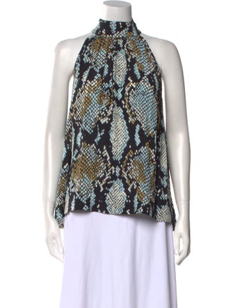 Proenza Schouler Printed Mock Neck Blouse