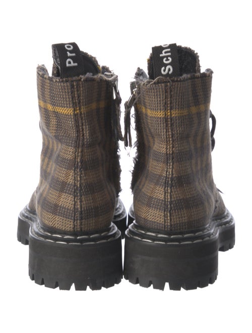 Proenza Schouler Plaid Print Raw-Edge Trim Combat Boots