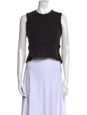 Proenza Schouler Tweed Crew Neck Crop Top