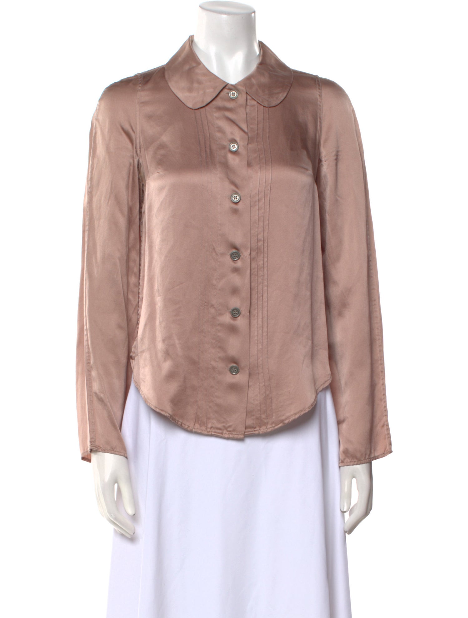 Proenza Schouler Silk Long Sleeve Button-Up Top