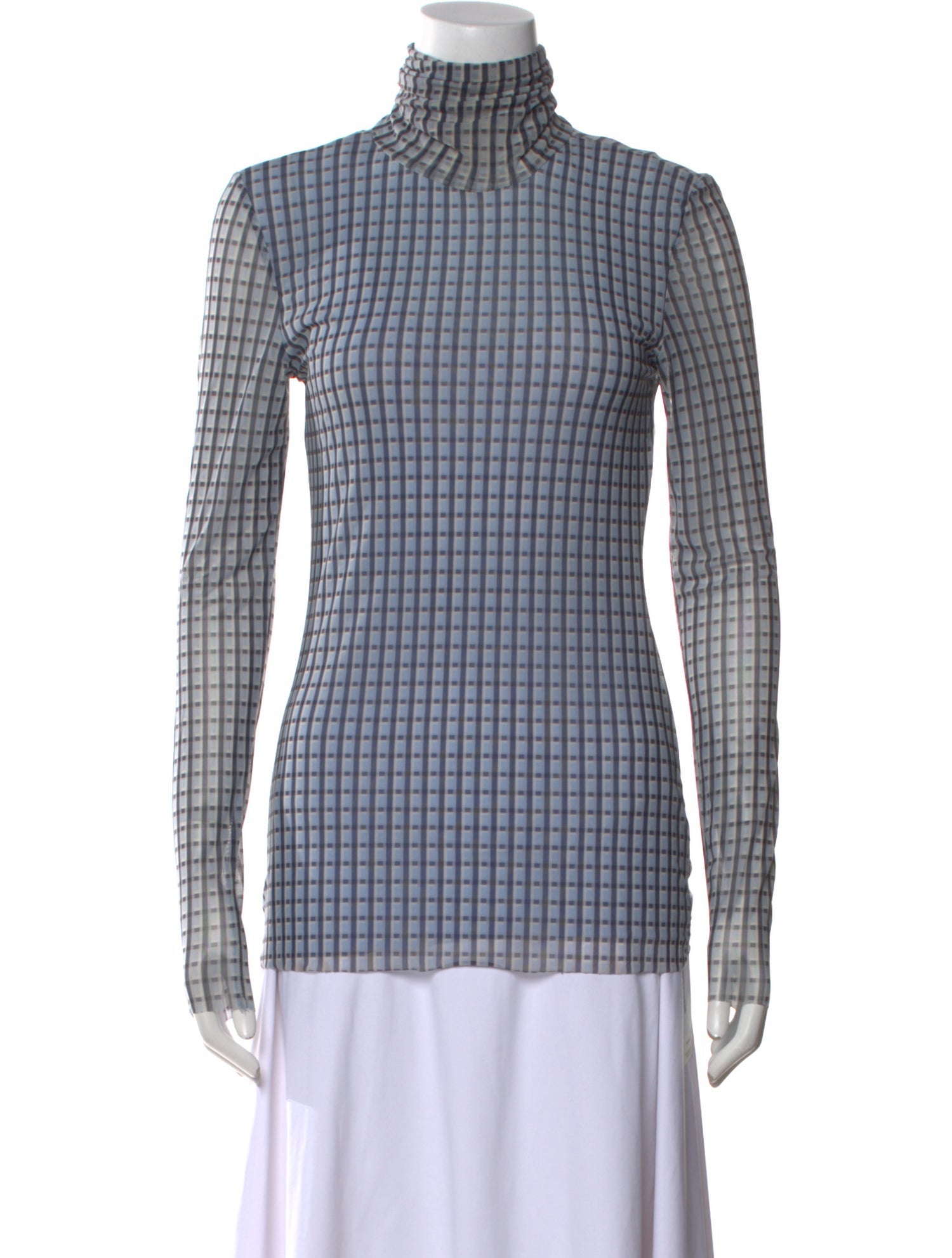 Proenza Schouler Plaid Print Turtleneck Top