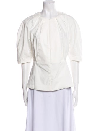 Proenza Schouler Crew Neck Three-Quarter Sleeve Blouse