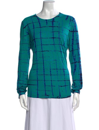 Proenza Schouler Plaid Print Crew Neck Button-Up Top