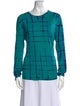 Proenza Schouler Plaid Print Crew Neck Button-Up Top