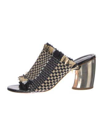 Proenza Schouler Colorblock Pattern Fringe Trim Accent Slides