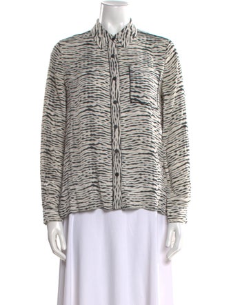 Proenza Schouler Silk Printed Button-Up Top