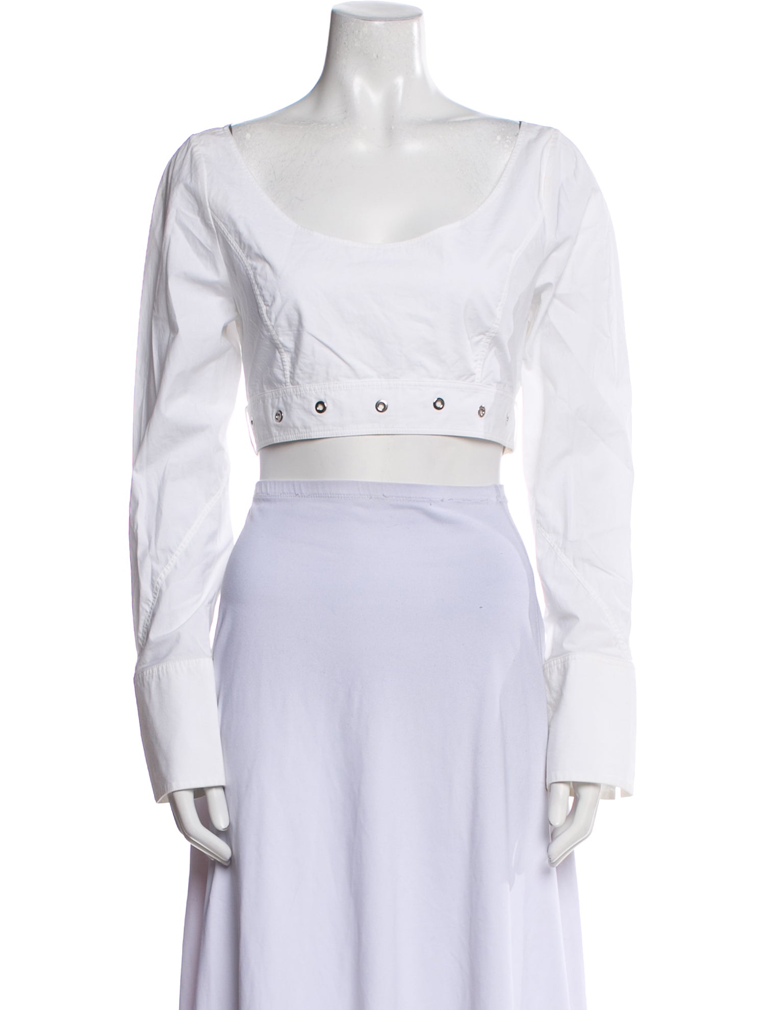 Proenza Schouler Scoop Neck Long Sleeve Crop Top