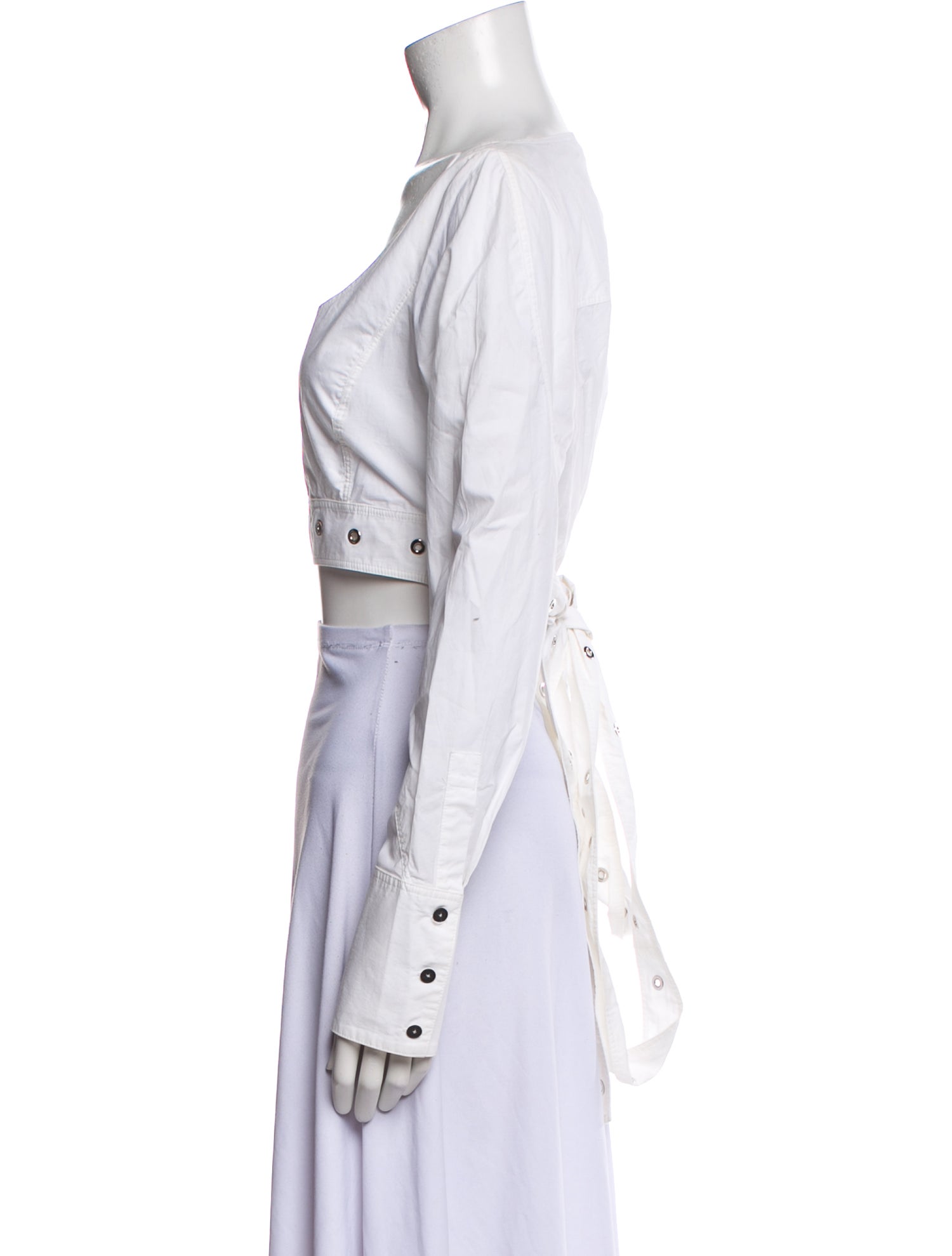 Proenza Schouler Scoop Neck Long Sleeve Crop Top