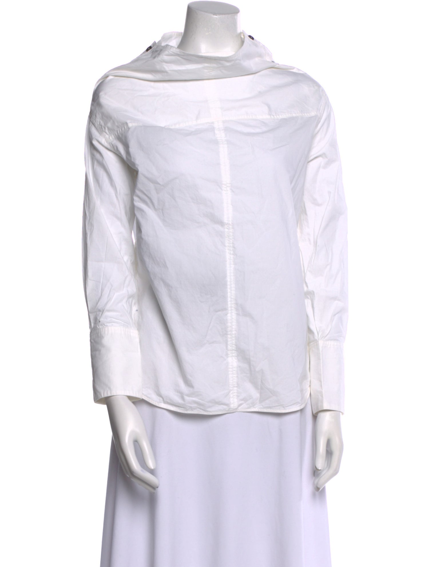 Proenza Schouler Mock Neck Long Sleeve Button-Up Top