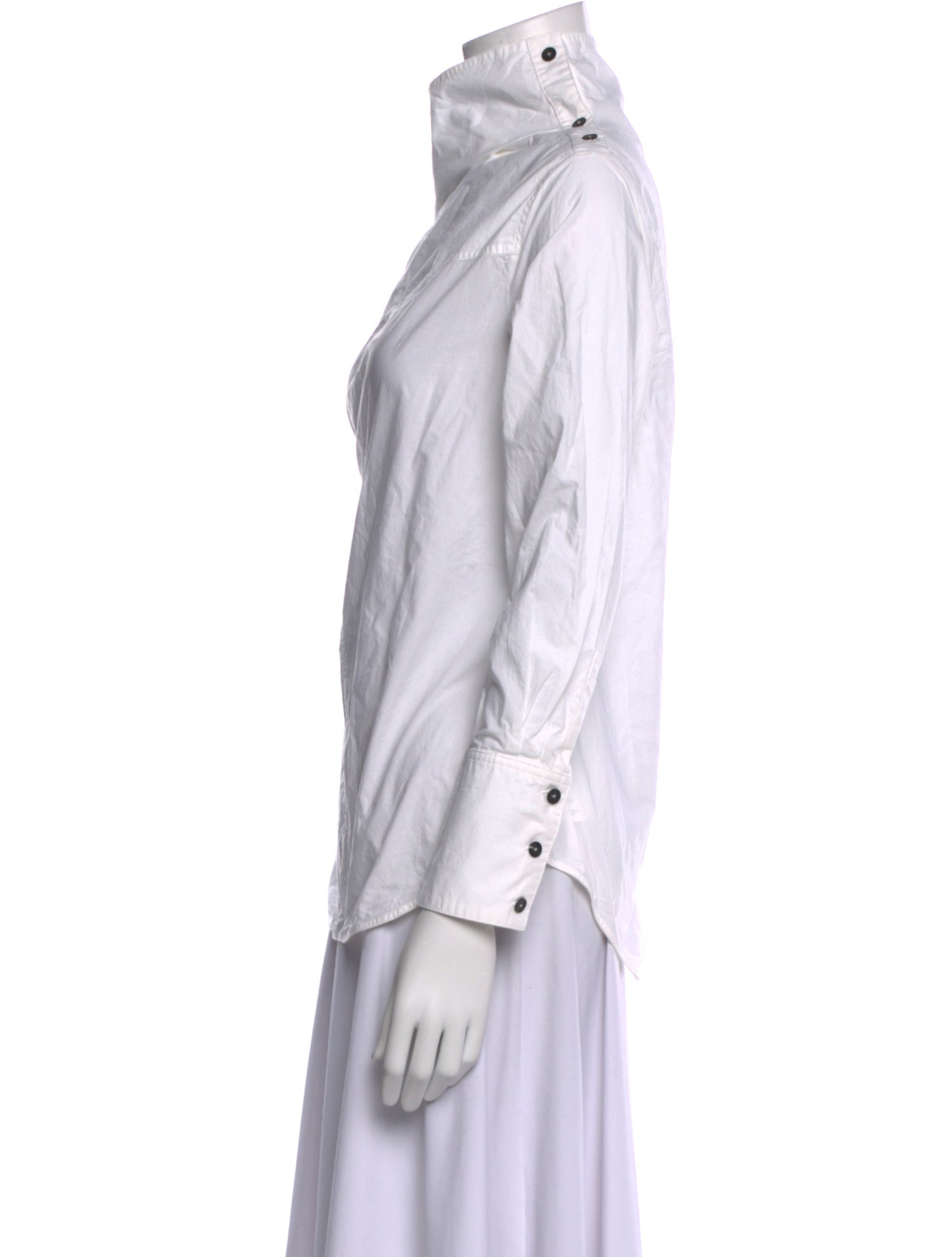 Proenza Schouler Mock Neck Long Sleeve Button-Up Top