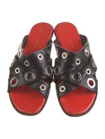 Proenza Schouler Leather Eyelet Trim Slides