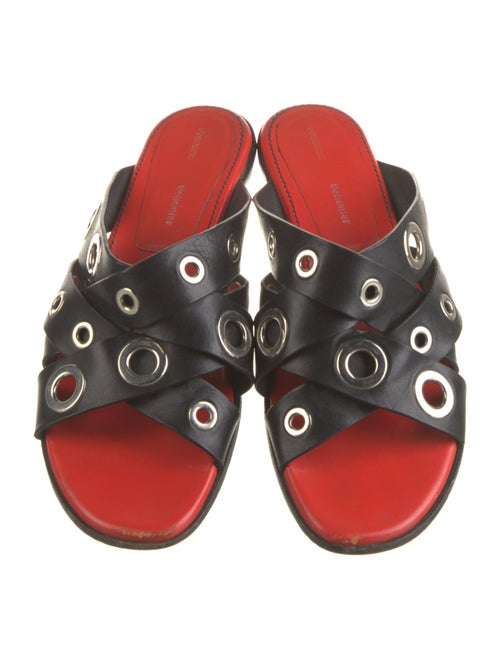 Proenza Schouler Leather Eyelet Trim Slides