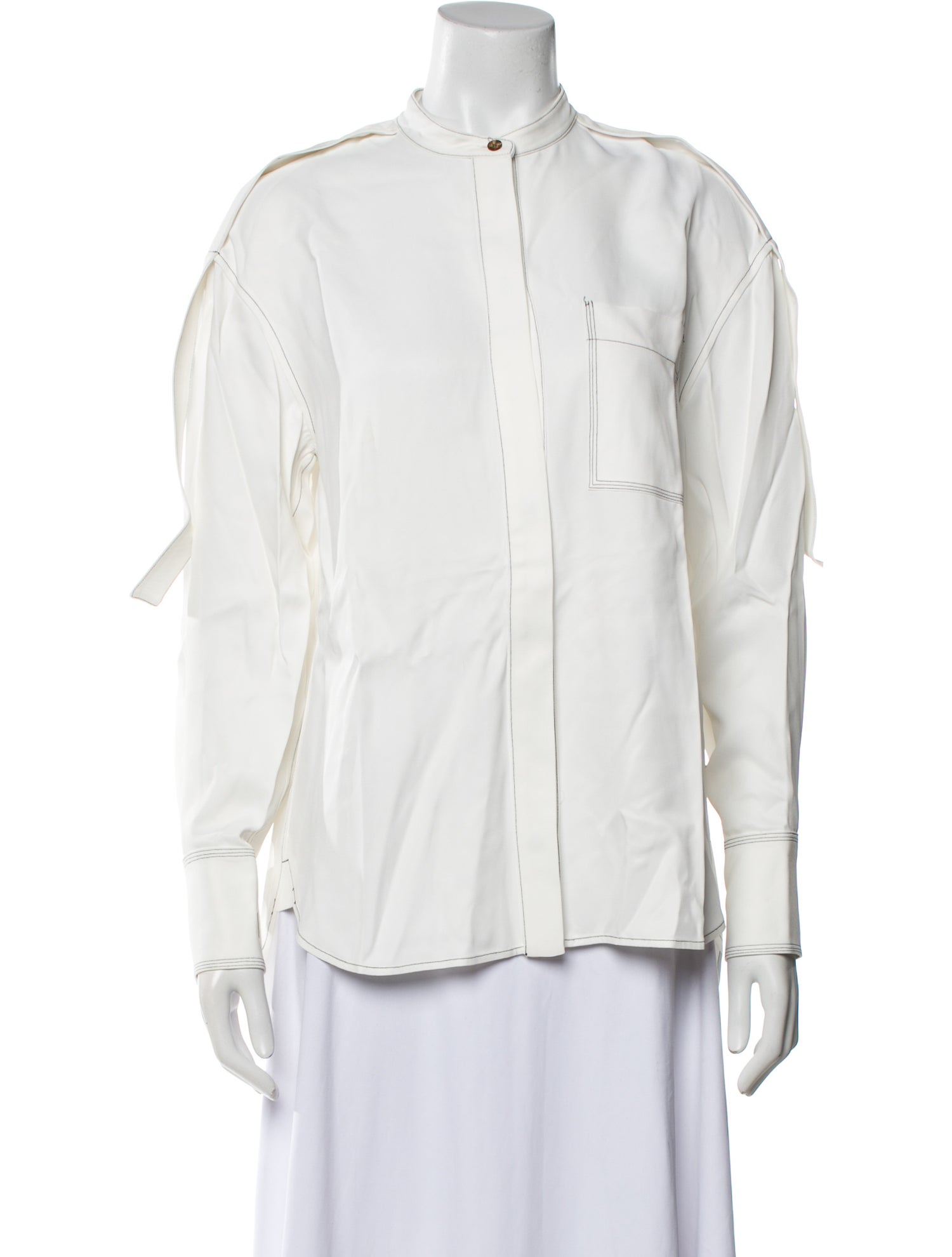 Proenza Schouler Crew Neck Long Sleeve Button-Up Top