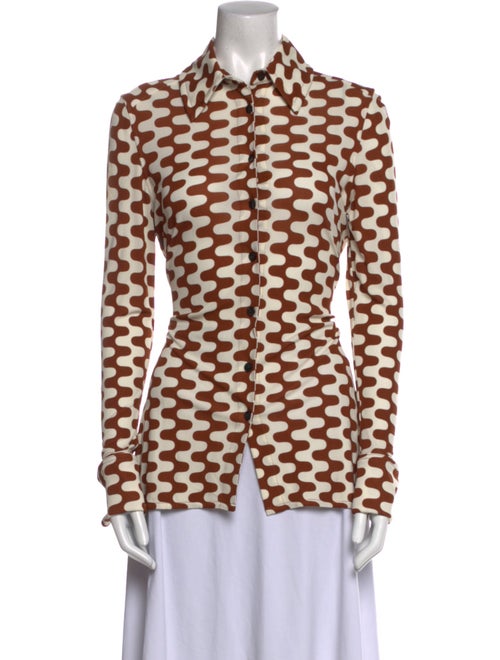 Proenza Schouler Printed Long Sleeve Button-Up Top