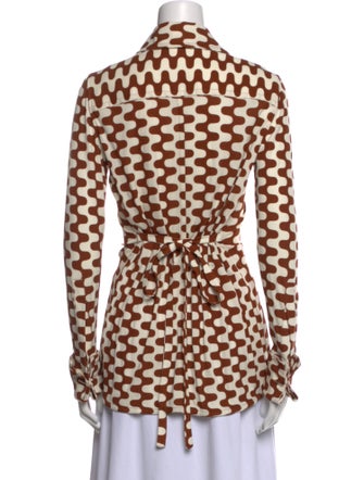 Proenza Schouler Printed Long Sleeve Button-Up Top