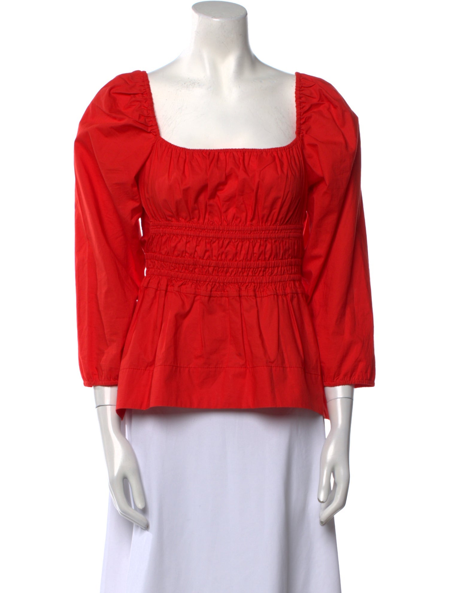 Proenza Schouler Square Neckline Three-Quarter Sleeve Blouse