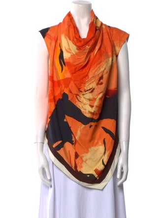 Proenza Schouler Printed Cowl Neck Blouse