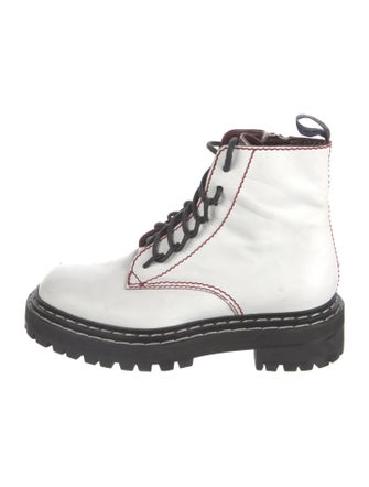 Proenza Schouler Leather Colorblock Pattern Combat Boots