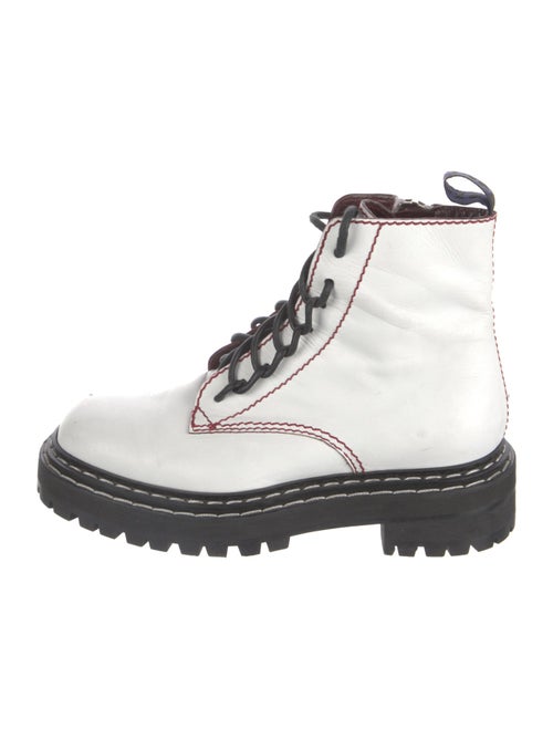 Proenza Schouler Leather Colorblock Pattern Combat Boots