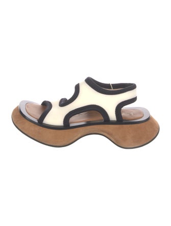 Proenza Schouler Neoprene Colorblock Pattern Slingback Sandals