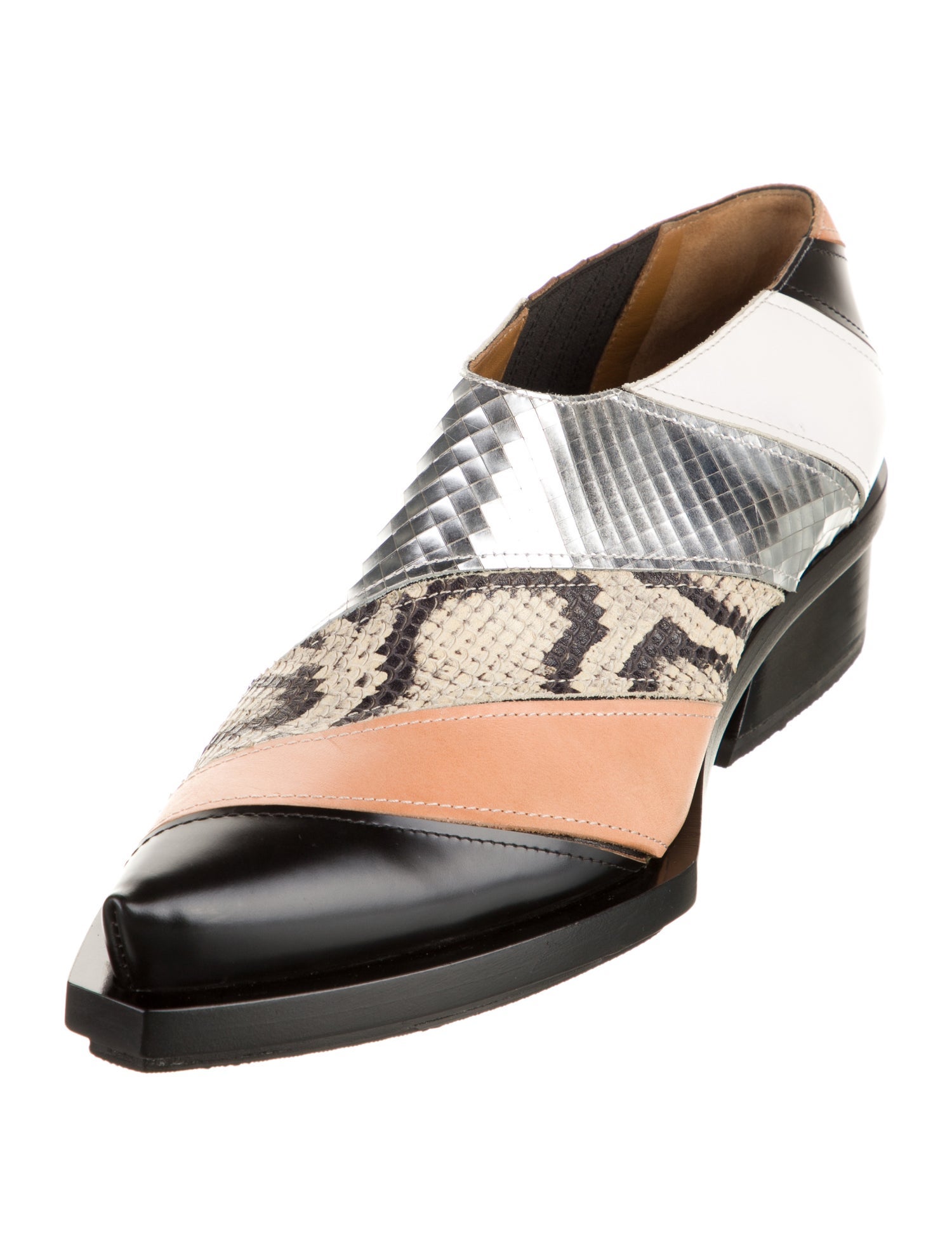 Proenza Schouler Leather Animal Print T-Strap Pumps