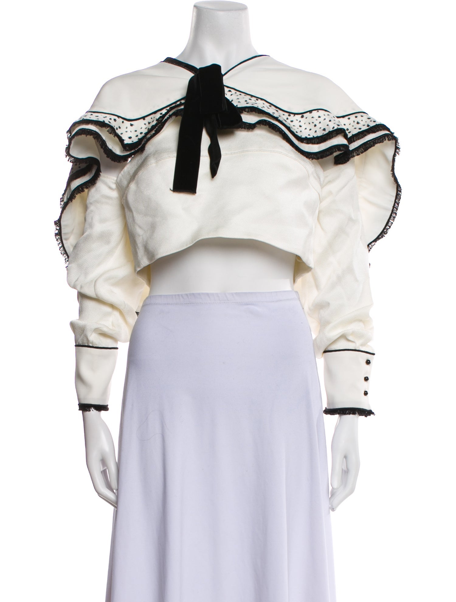 Proenza Schouler Off-The-Shoulder Long Sleeve Crop Top