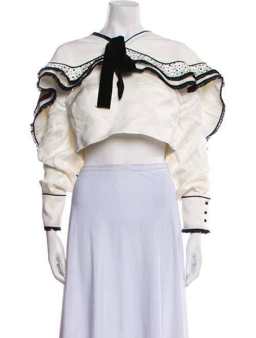 Proenza Schouler Off-The-Shoulder Long Sleeve Crop Top